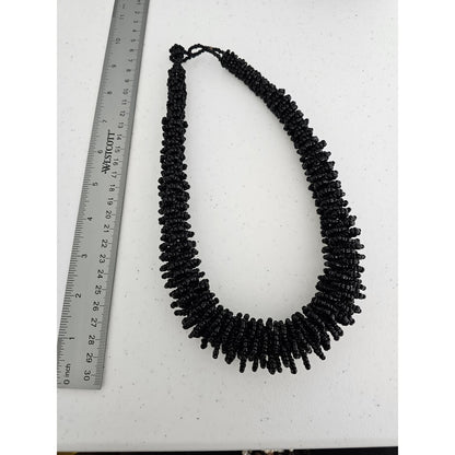 Vintage Statement Piece Seed Bead Black Stacked Necklace