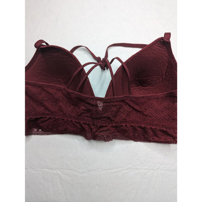 Flirtitude Womens Sz L Lace Bralette Burgundy Red