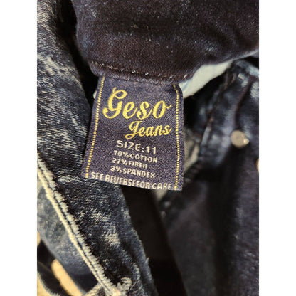 Vintage Y2K 2000s Geso Jeans Juniors Sz 11 Cintura Alta Azul Lavado Ácido