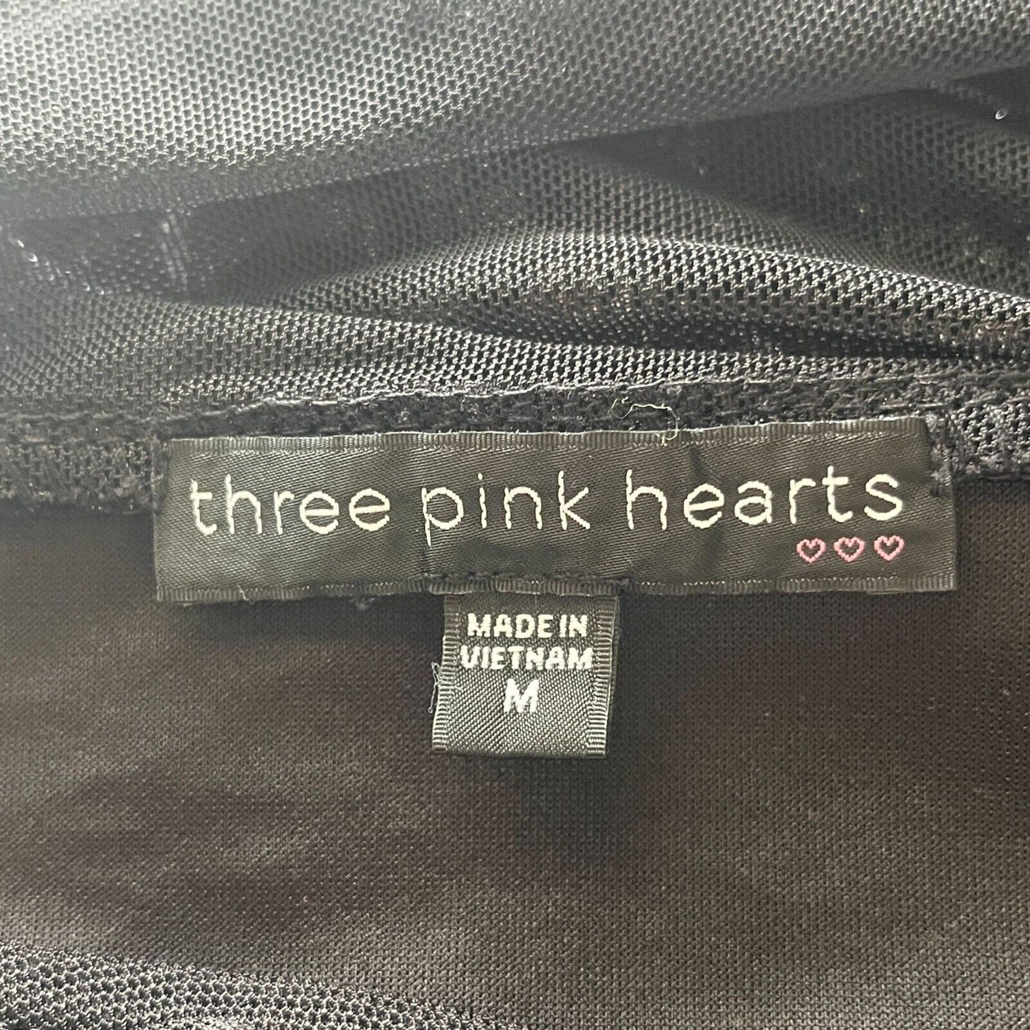 Three Pink Hearts Vintage M Mini Dress Cocktail Black and Silver Mesh Top