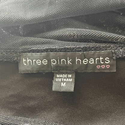 Three Pink Hearts Vintage M Mini Dress Cocktail Black and Silver Mesh Top