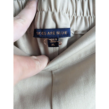 Skies Are Blue Womens Sz XL Pull On Dress Pants Trousers Light Beige Wide Leg