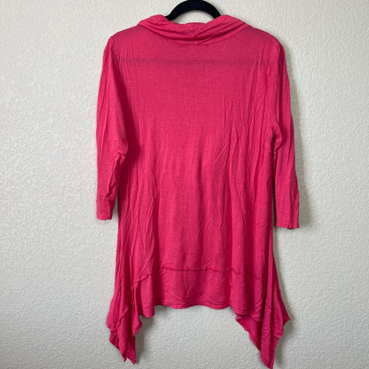 Vintage Coco Bianco Womens Sz L Pink Tunic Top 3/4 Sleeve Slouchy