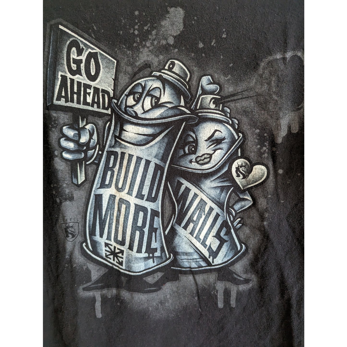 Mens Sz XL Short Sleeve T Shirt Build More Walls Spray Paint Can