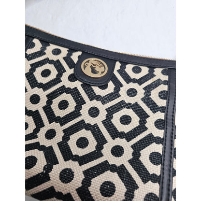 Spartina 449 Womens Shoulder Bag Purse Black White Geometric Print