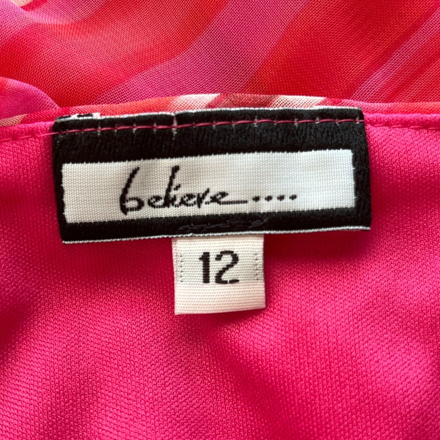 Vintage Believe Womens Sz 12 Pink Midi Dress Chiffon Striped Sleeveless