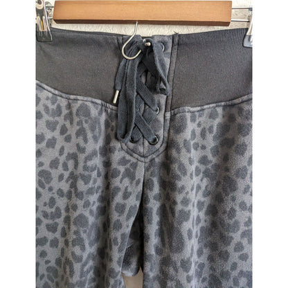 Victorias Secret Sz XS Jogger Sweatpants High Waist Leopard Print Lace Front