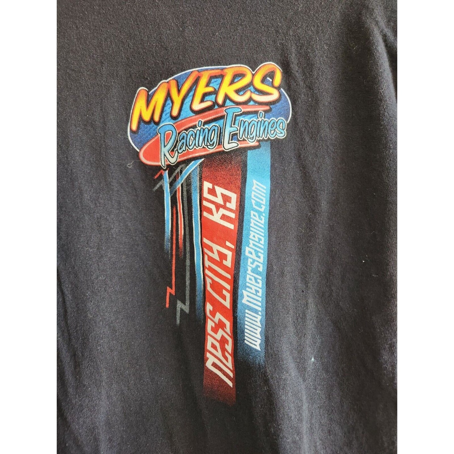 Myers Racing Engines Mens Sz M Short Sleeve Graphic T Shirt Black