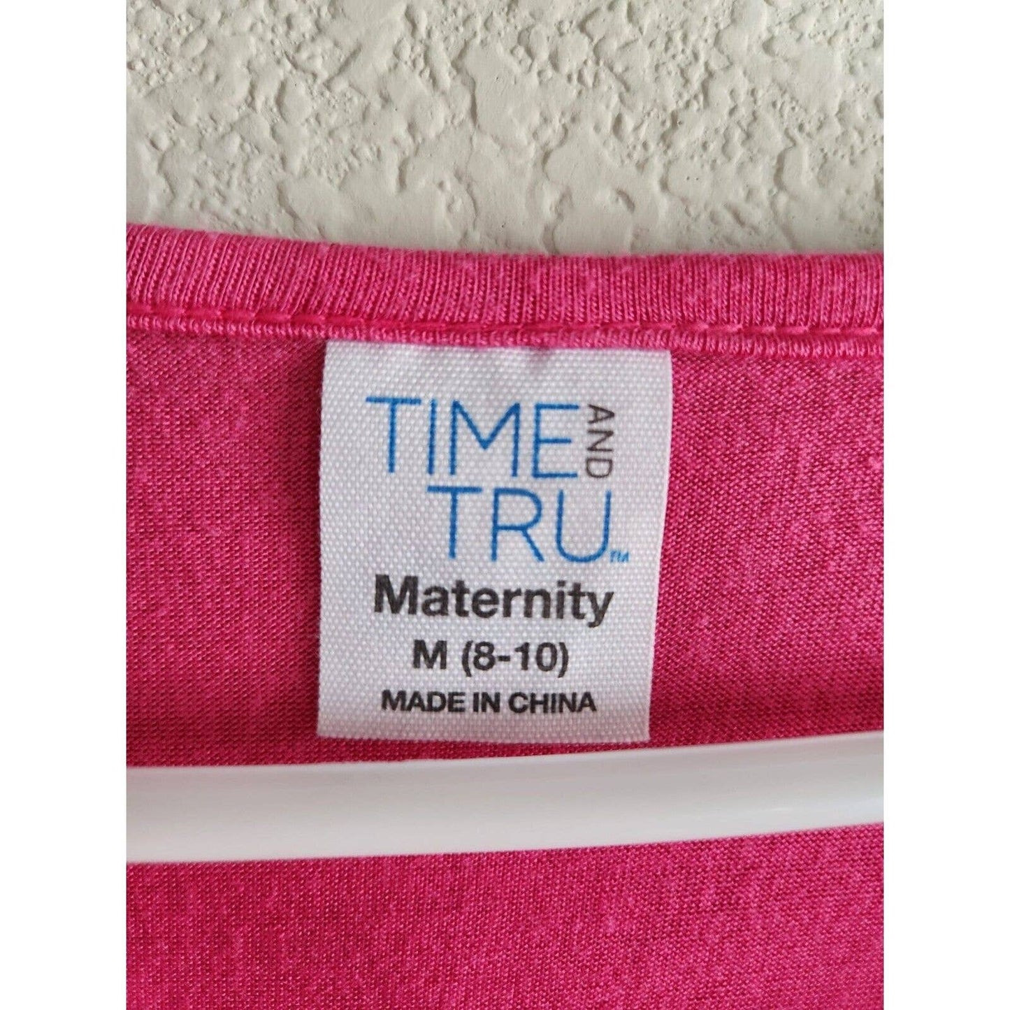 Time & Tru Womens Sz M Maternity Shirt Bright Pink Strappy Front T Shirt