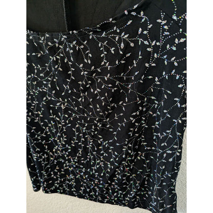 Vintage 1990s Dressbarn Womens Sz M Black Glitter Formal Blouse