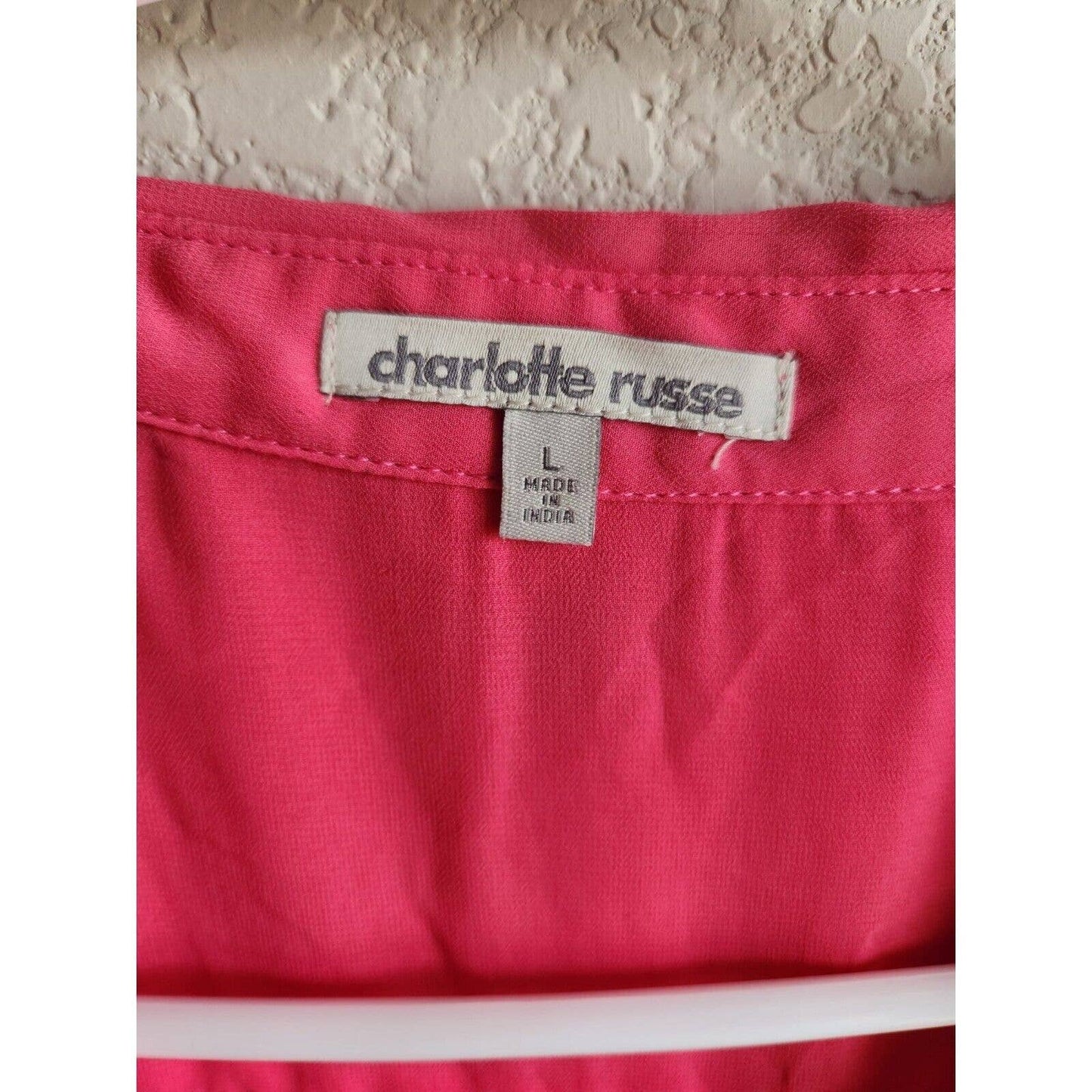 Charlotte Russe Womens Sz L Satin Shirt Dress Dark Pink Knee Length