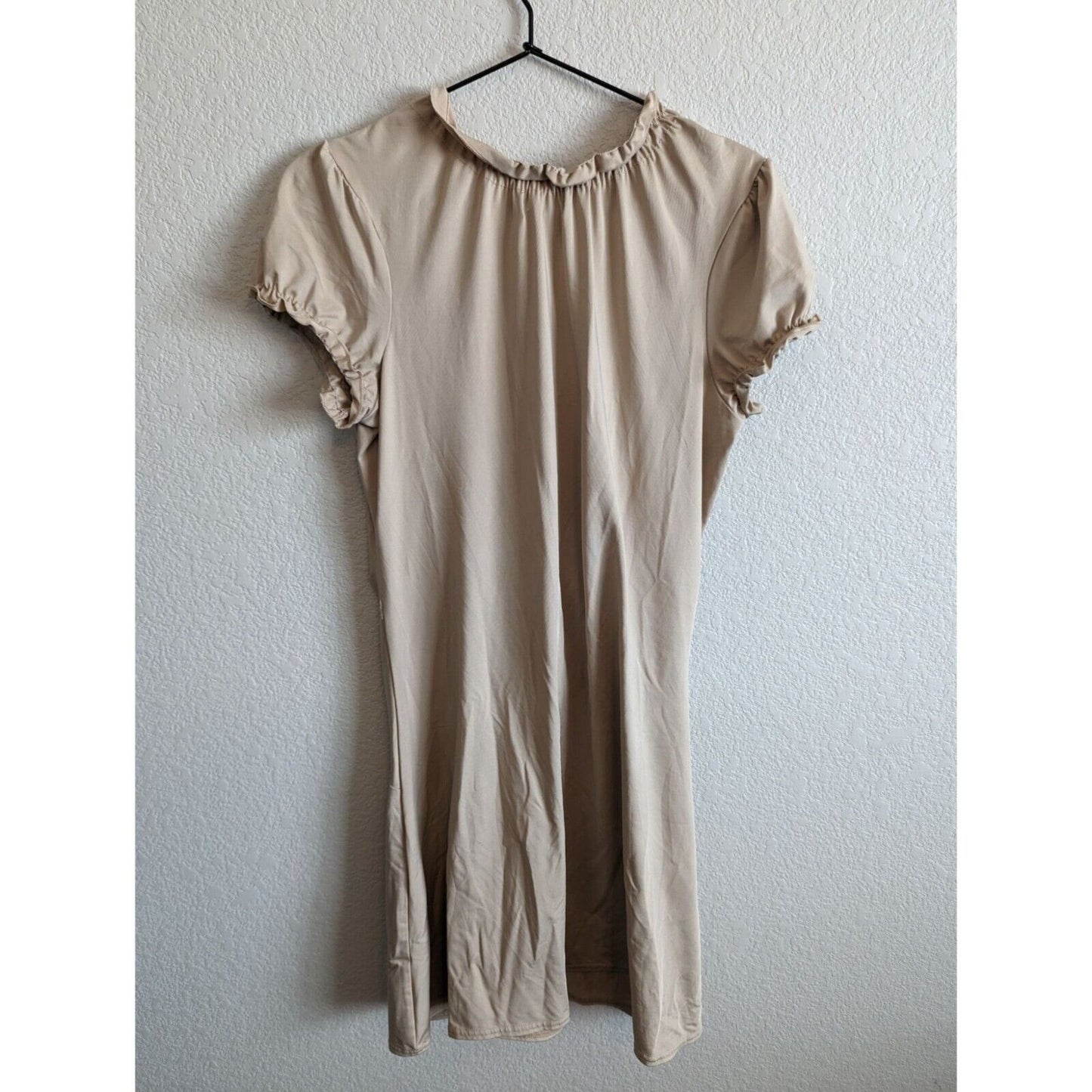 Susie Rose Juniors Sz 11 Vintage Y2K Knee Length Dress Beige Ruffled