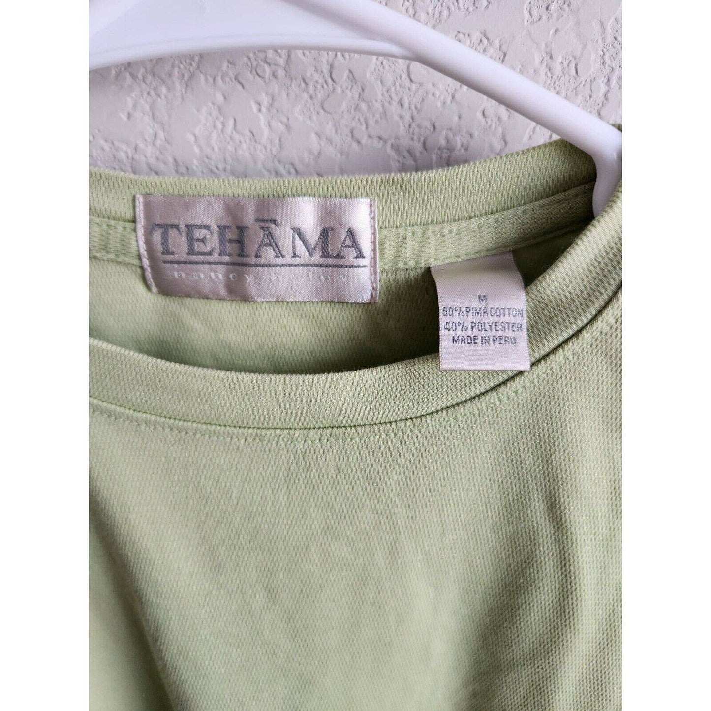 Tehama by Nancy Haley Womens Sz M Cotton Blend T Shirt Light Green