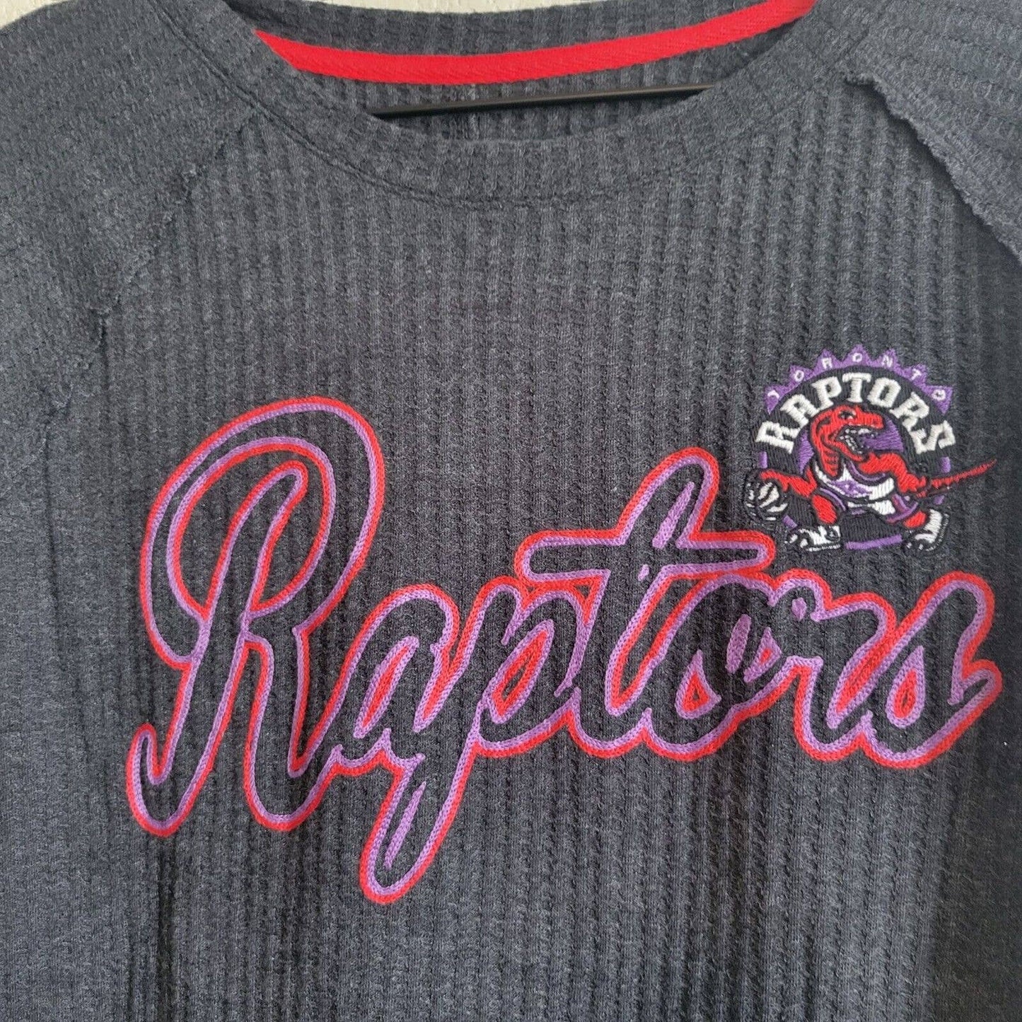 Toronto Raptors Womens Sz L Long Sleeve Waffle Knit Shirt NBA NEW