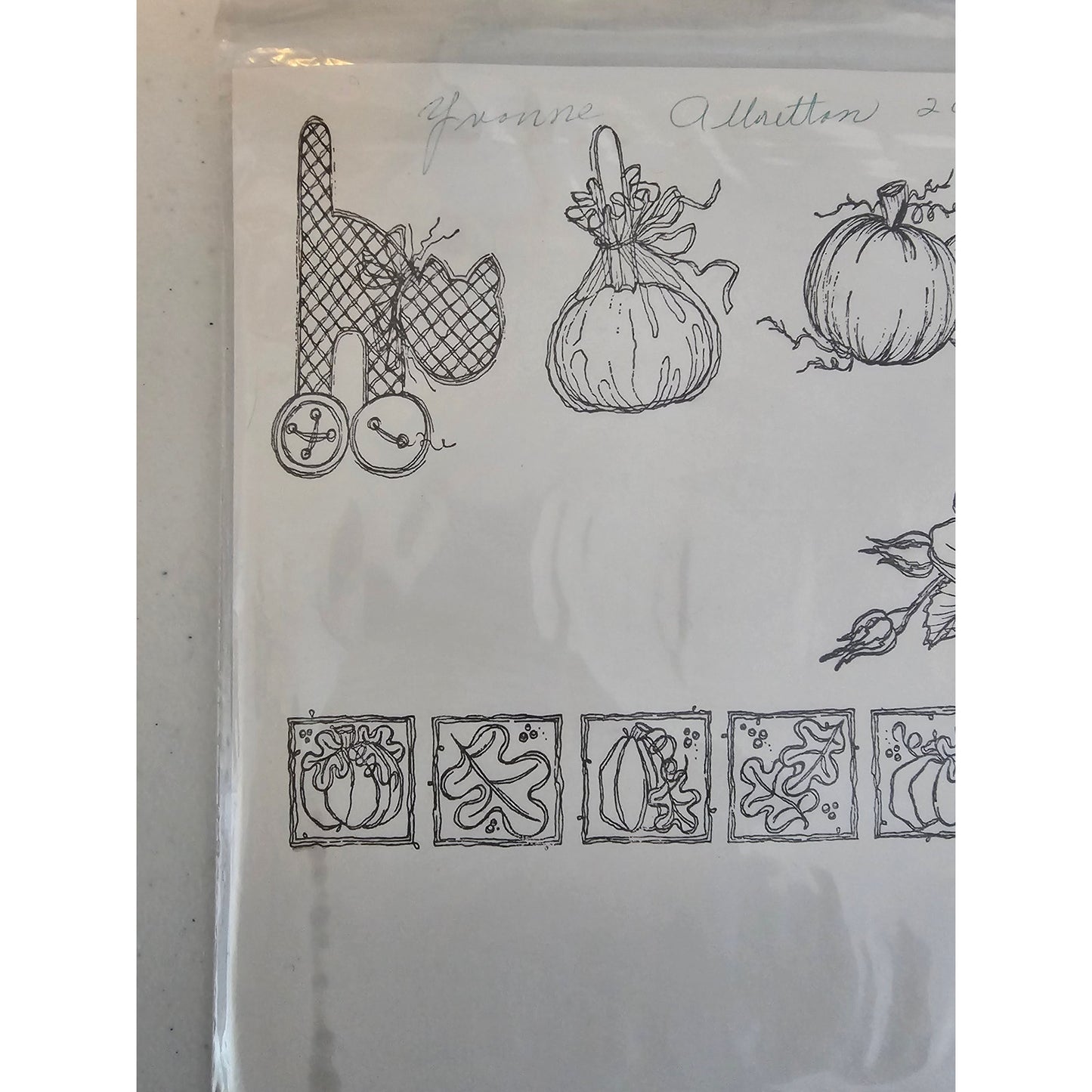 Lot of Unmounted Rubber Stamps Fall Autumn Pumpkin Caramel Apple Leaves Cat