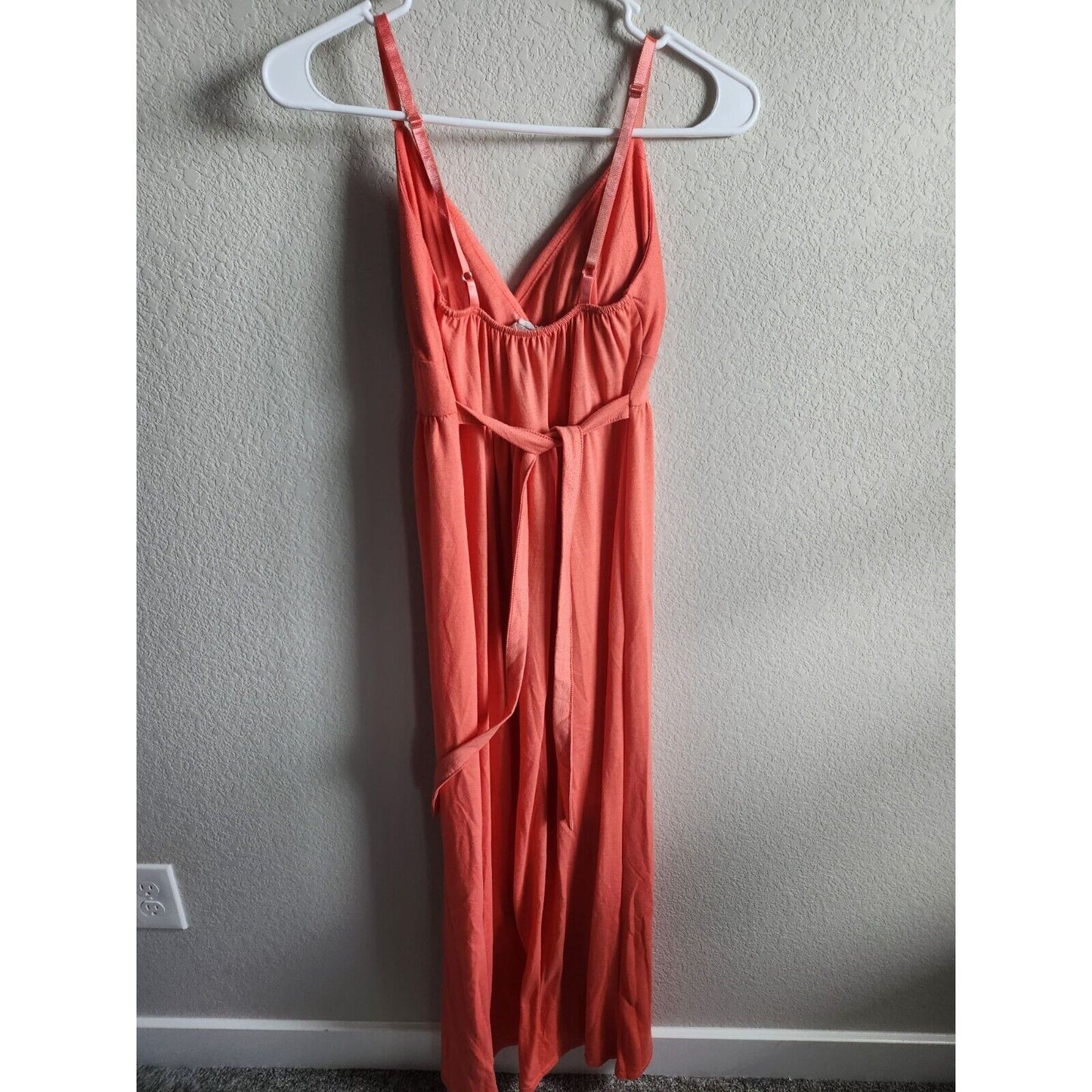 Derek Heart Womens Sz M Sleeveless Maxi Dress Coral Pink Orange V Neck