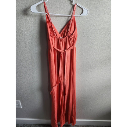Derek Heart Womens Sz M Sleeveless Maxi Dress Coral Pink Orange V Neck