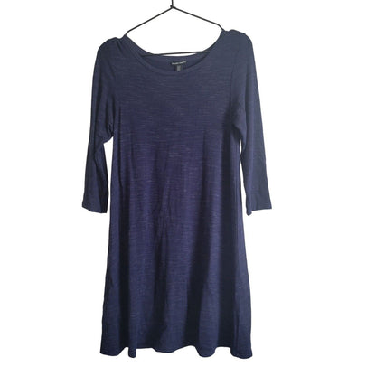 Hilary Radley Womens Sz S Long Sleeve Shirt Dress Knee Length Dark Blue