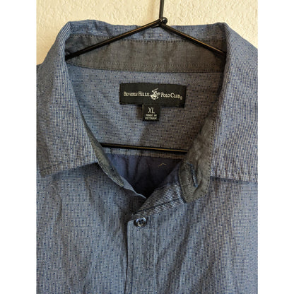 Beverly Hills Polo Club Mens Sz XL Slate Blue Button Down Dress Shirt Cotton