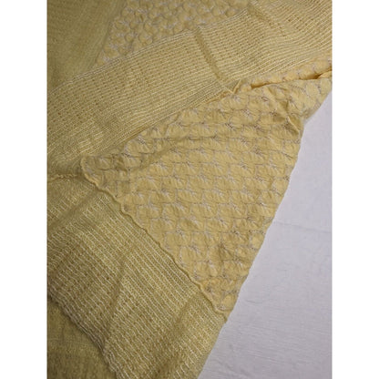 Vintage 1960s Baby Crib Blanket Acrylic Knit Yellow