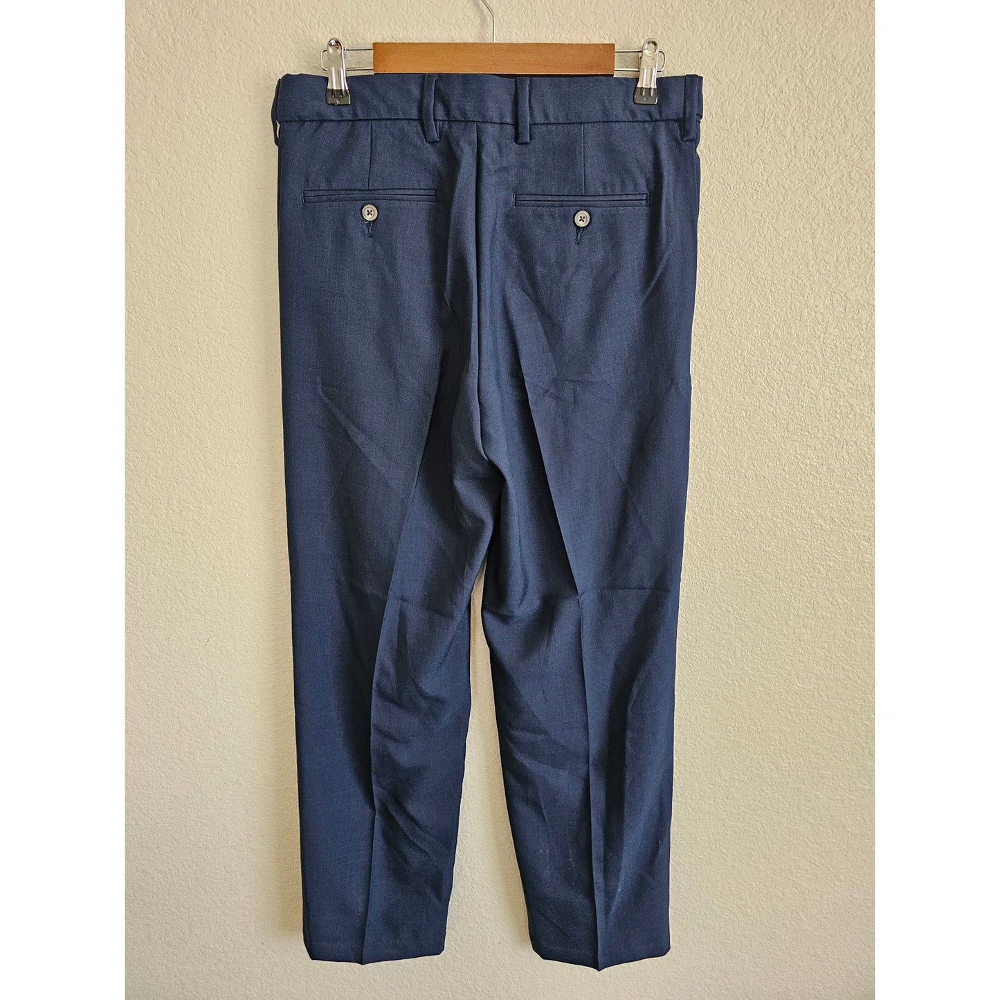 Franklin Tailored Mens Sz 31x30 Classic Fit Dress Pants Navy Blue Pleated