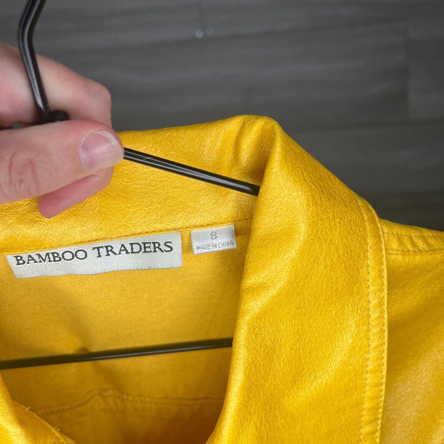 Vintage Bamboo Traders Womens Sz S Button Front Polyester Jacket Bright Yellow