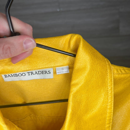 Vintage Bamboo Traders Womens Sz S Button Front Polyester Jacket Bright Yellow