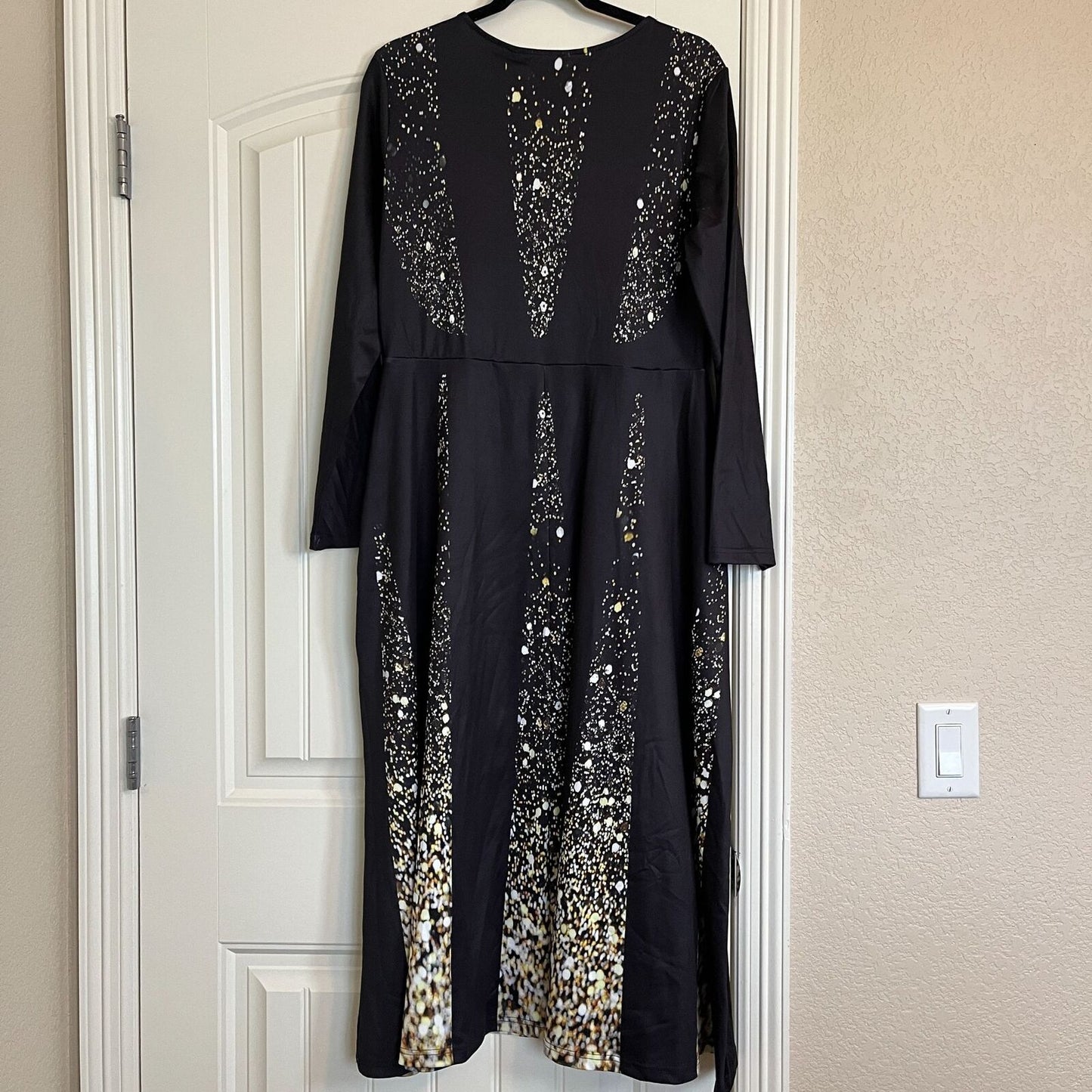 JFN Womens Sz M Long Sleeve Maxi Dress Black Formal