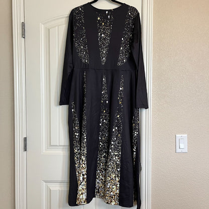 JFN Womens Sz M Long Sleeve Maxi Dress Black Formal