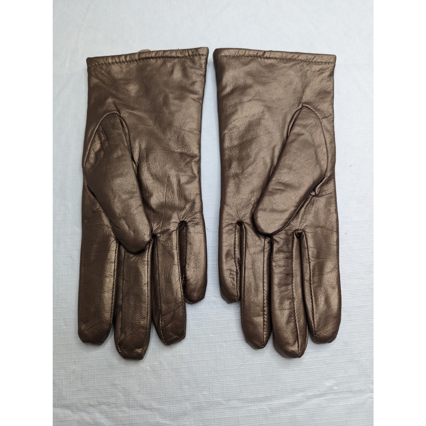 Vintage 1960s Womens Sz XS Leather Gloves Lined Bronze Brown Formal