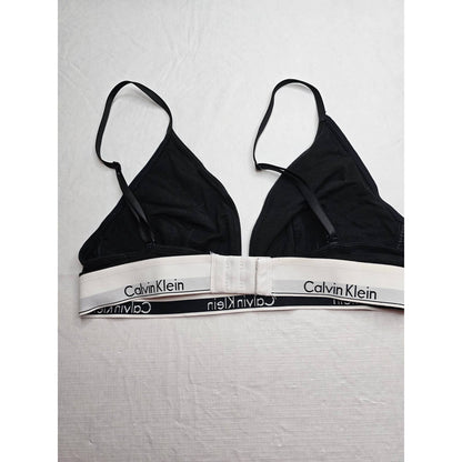 Classic Calvin Klein Womens Sz M Unlined Bra Black White Band Cotton