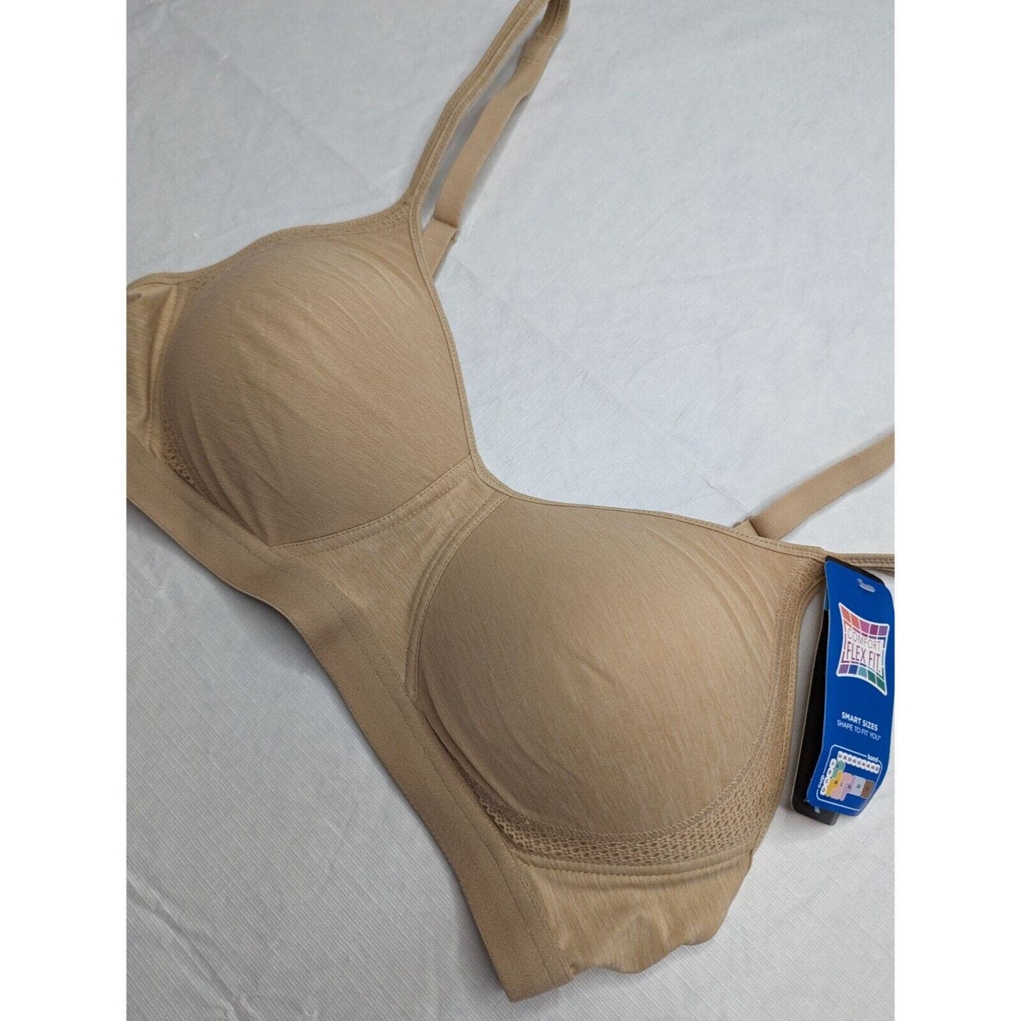 Hanes Womens Sz M Comfort Flex Fit T Shirt Bra Beige NEW