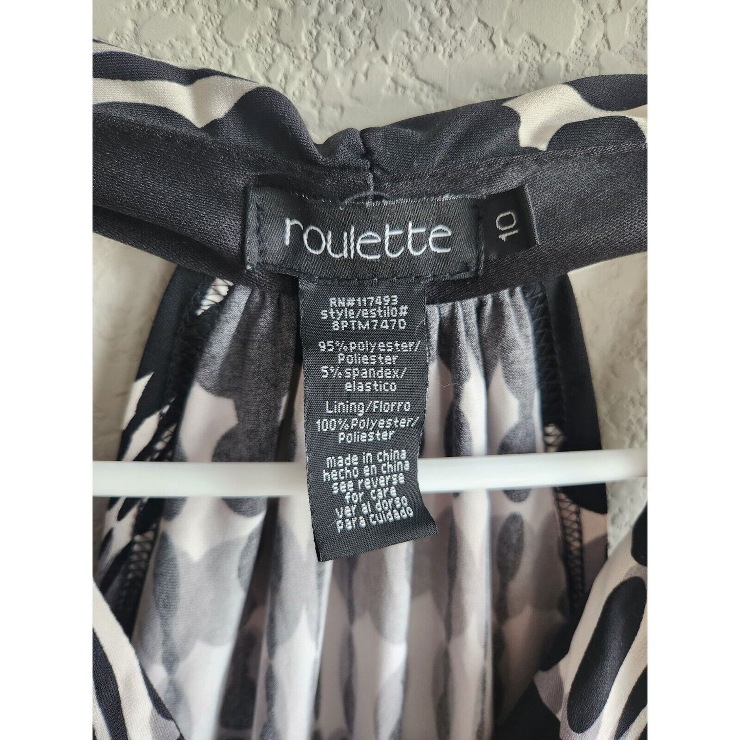 Roulette Womens Sz 10 Knee Length V Neck Dress Black White Dot Print