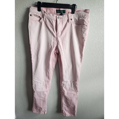 Lauren Ralph Lauren Mujer Sz 10 Vaqueros pitillo rosa claro Mezcla de algodón