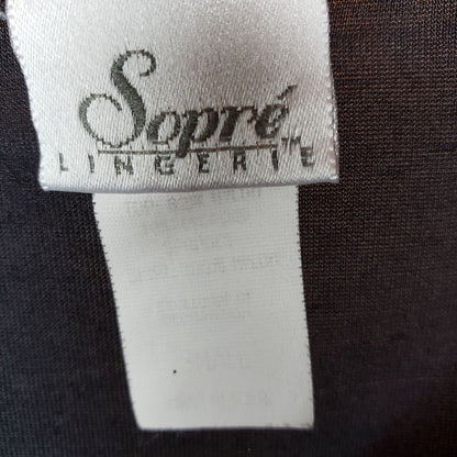Vintage 1970s Sopre Lingerie Womens Sz S Black Nightgown Nylon Lace