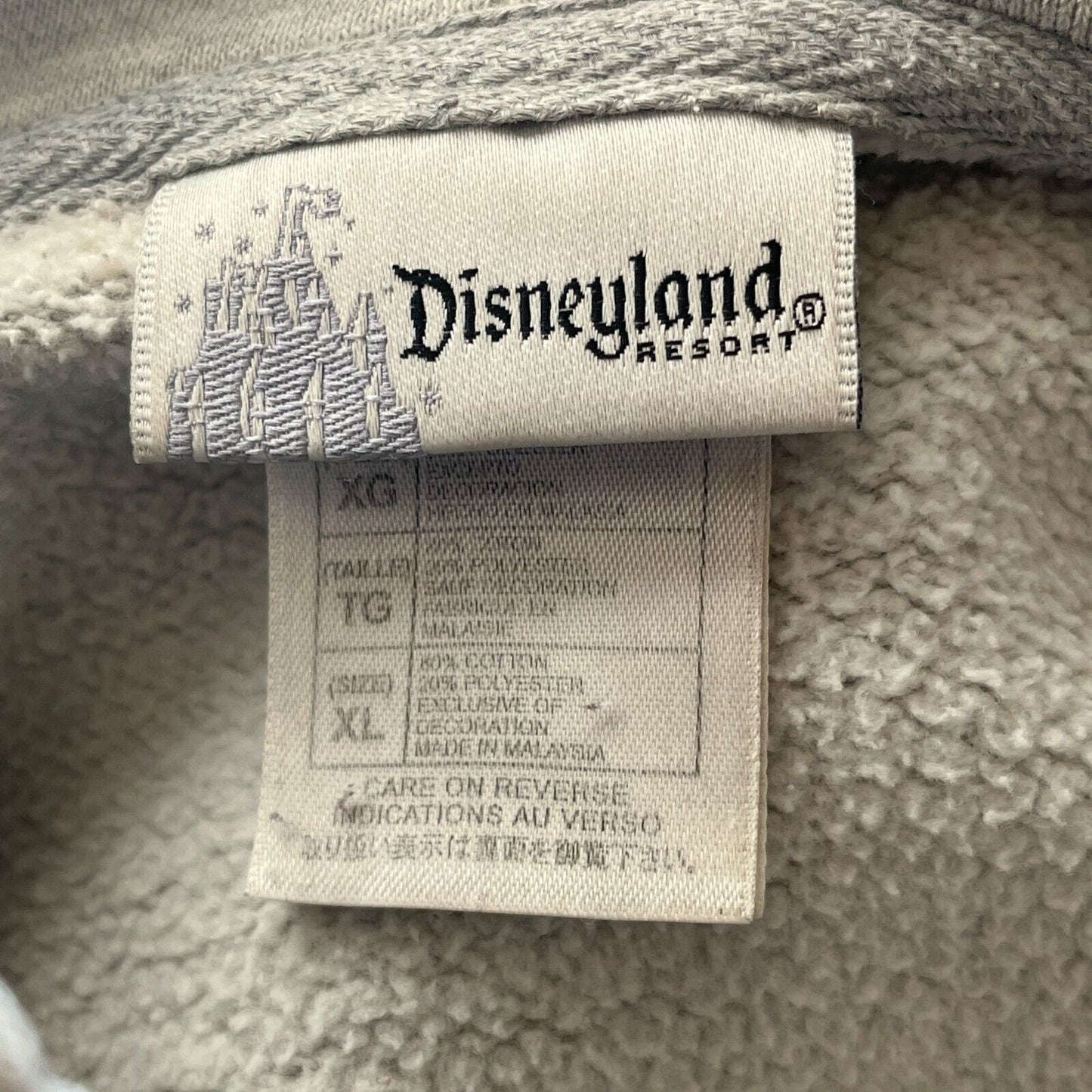 Vintage Disneyland Womens Sz XL Pullover Hoodie Sweatshirt Gray Pink Mickey