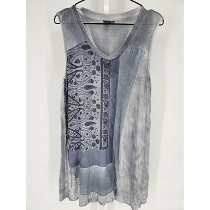 Dor Dor Couture Women M Sleeveless Knee Length Shirt Dress Light Blue Patchwork