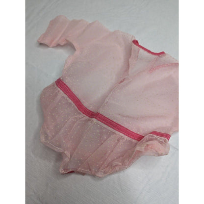 Vintage 1960s Baby Girls Sz 6M Semi Sheer Pink Polka Dot Long Sleeve Shirt
