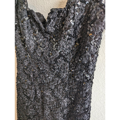 Vintage Karen Lucas Niki Sz 8 Knee Length Black Sequin Formal Prom Dress
