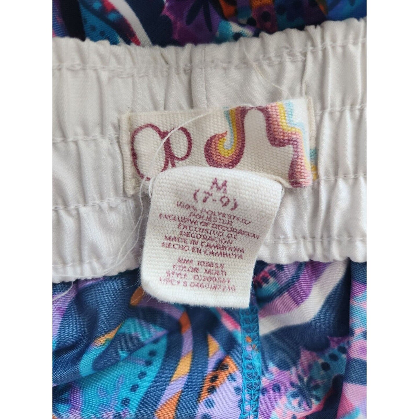 OP Juniors Sz M Pull On Athletic Water Shorts Bright Purple Pink Paisley