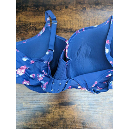 Ambrielle Womens Sz 38D Everyday Full Coverage Bra Blue Floral