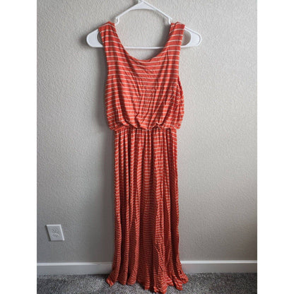 Apt 9 Womens Sz M Maxi Dress Orange and Cream Striped Sleeveless