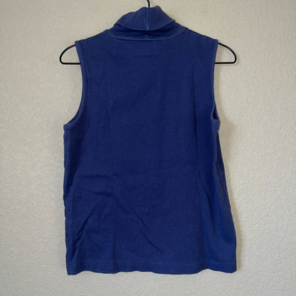 Vintage Christopher & Banks Womens Sz M Turtleneck Sleeveless Knit Top Blue