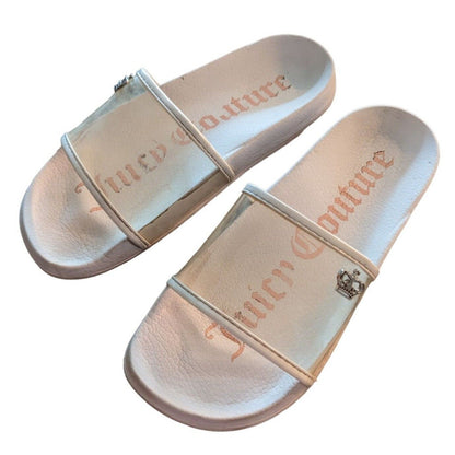 Vintage Y2K Juicy Couture Womens Sz 7 Slides Sandals White Clear Top