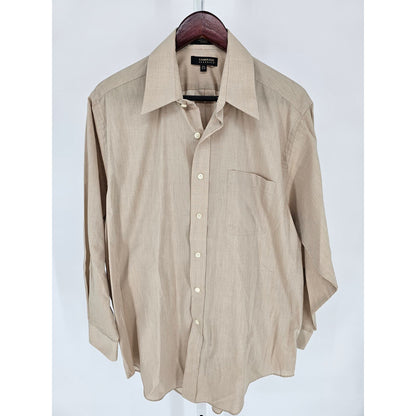 Cambridge Classics Mens Sz 16 1/2 32/33 Long sleeve Dress Shirt Solid Beige