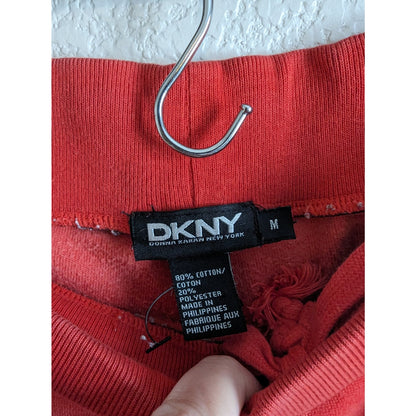 Vintage Y2K DKNY Womens Sz M Velour Sweatpants Pants Red