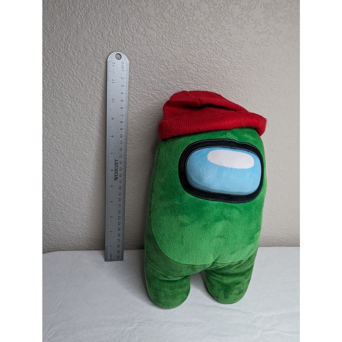 Among Us Stuffed Animal Plush Green w/ Red Beanie Hat