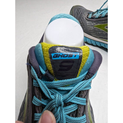 Brooks Womens Ghost 9 Running Shoes Grey/Blue/Green Size 10 US