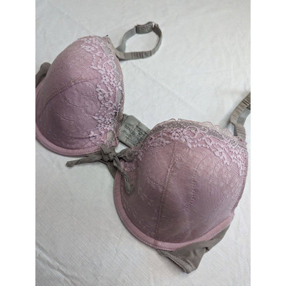 Simply Vera Wang Womens Sz 36C T Shirt Bra Light Pink Gray Lace