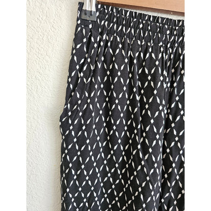 H&M Coachella Collection Womens Sz 4 Wide Leg Pull On Pants Black White